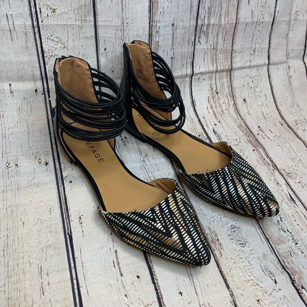 Rampage black and gold flats with ankle straps ❗️